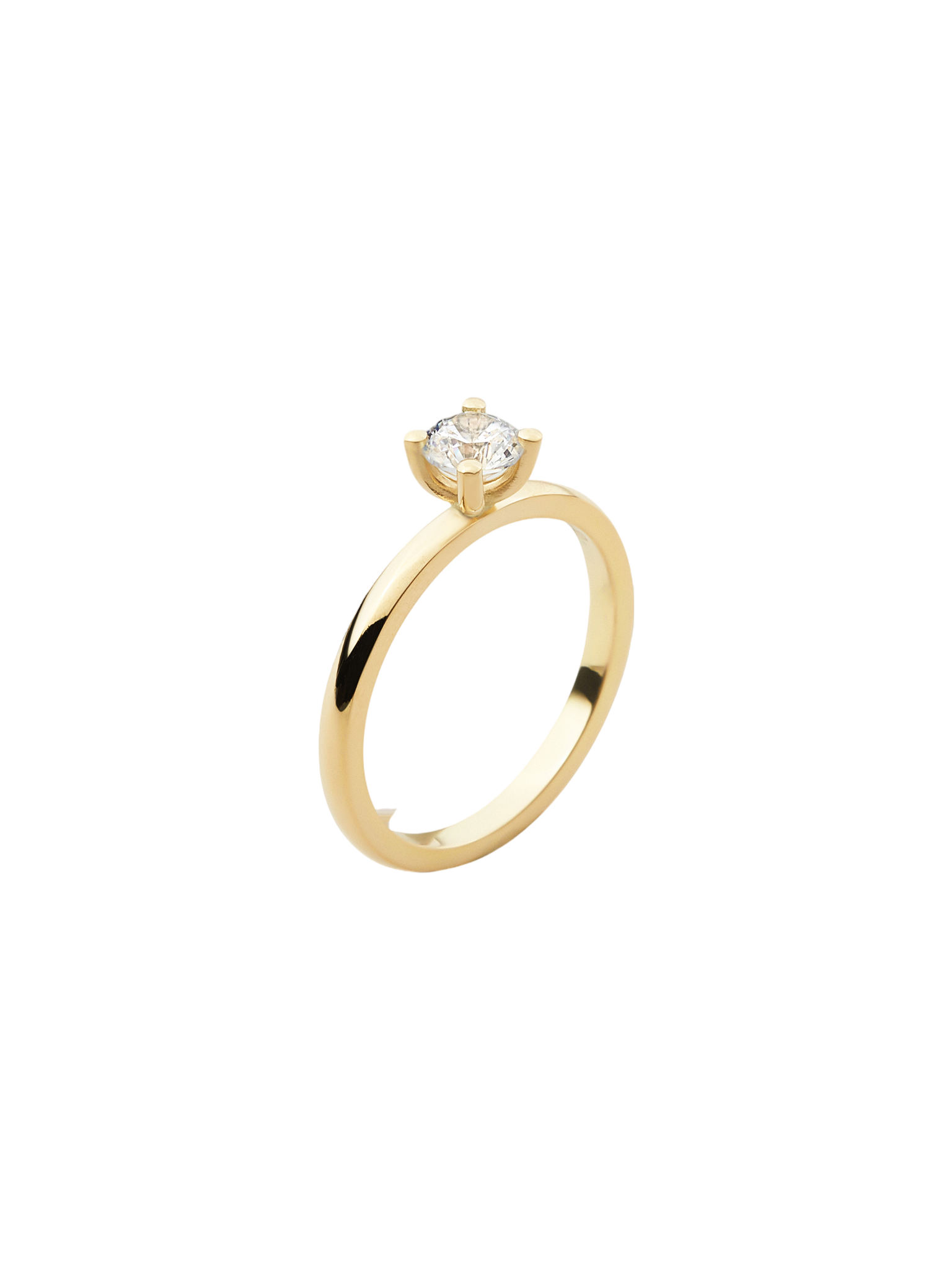 Soft solitaire ring in 18k yellow gold with 0,50ct diamond